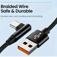 Cabo USB 90 Graus Reforçado | Tipo-C / iPhone / V8 | Carga Rápida
