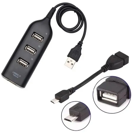 Mobilador Celular Hub 4 Portas Usb + Otg Micro Usb V8 Gamer Teclado Mouse Ponto Entrega