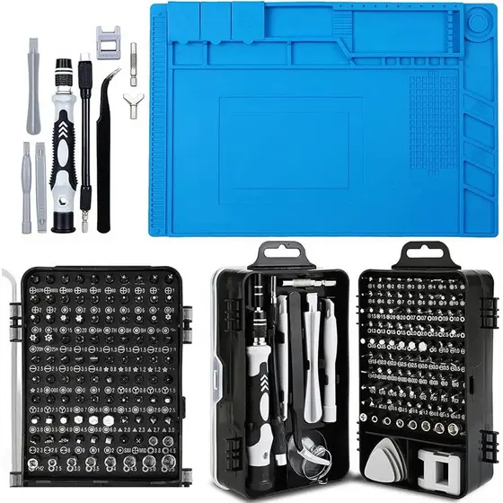 Kit Manutenção Celular Chaves Reparo 115em1 + Manta Magnética 45x30cm
