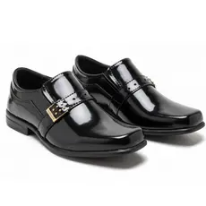 Sapato Social Infantil Masculino Preto Verniz Super Confortavel