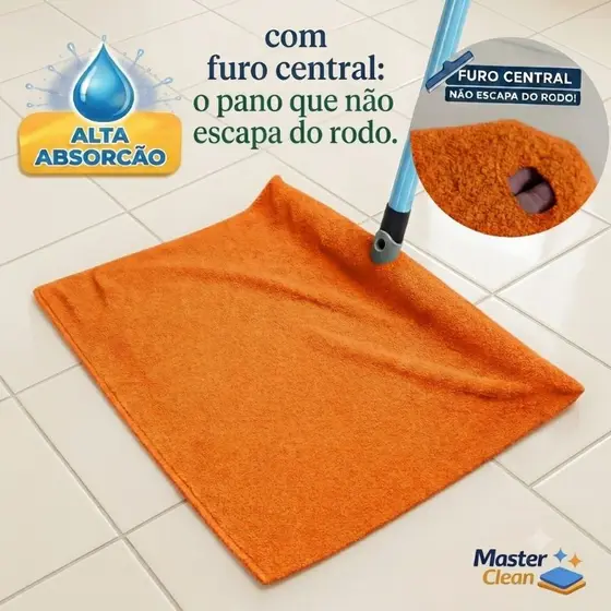 ​Kit  (3) (2) Pano de Chão Microfibra Dupla Camada 55x35cm com Furo Central - Não Escapa do Rodo