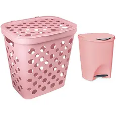 Kit Cesto Telado de Roupa 30 Litros e Lixeira c/ Pedal 7,5 Litros Premium Gourmet - Usual Utilidades