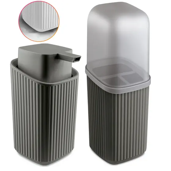Kit 2 Acessórios Banheiro Dispenser Sabonete Líquido e Porta Escovas Av - Usual Utilidades