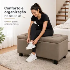 Sapateira Organizadora Bau Recamier Armazenamento Interno Solteiro 90cm Veludo Pes de Madeira