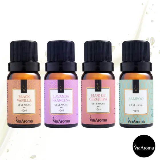 Kit Via Aroma Essência Aromatizador para Difusor Aromatizador Essências