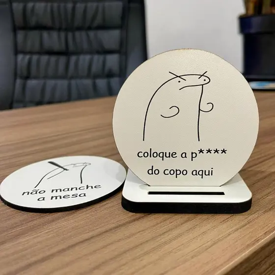 Kit 6 Porta Copos MDF com Suporte | Modelos Divertidos, Criativos e Decorativos
