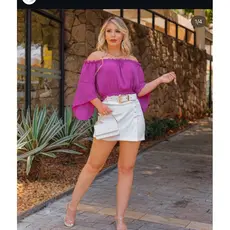 cropped  Ciganinha feminino manga flare tecido crepinho