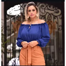 ciganinha blusa manga longa tecido crepinho com tiras