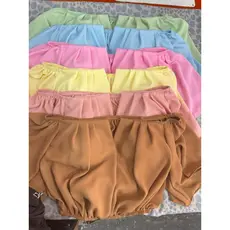 ciganinha Cropedd feminino ombro a ombro cores de verão gola V manga curta