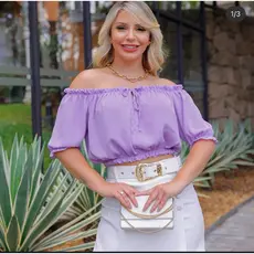 Cropedd Ciganinha feminino blusa manga curta com tiras na frente