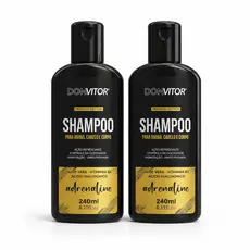 Kit 2 Shampoo Masculino DonVitor 3 em 1 240ml Barba Cabelo Corpo Aloe Vera B5 Hialuronico