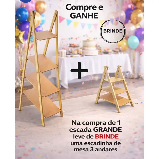 Escadinha De Chao 4 Andares Oferta Especial Mdf Cru MAIS BRINDE
