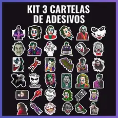 Kit Adesivos Decorativos Estilo Coringa para Moto, Carro, Capacete e Bike com 48 Unidades