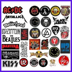 Cartela de Adesivos Bandas Clássicas Rock In Roll – Personalização Para Moto, Carro, Bike e Capacete