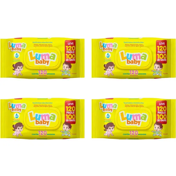 Kit 4 Lenços Umedecido Bebê Recém Nascido 480 Toalhas