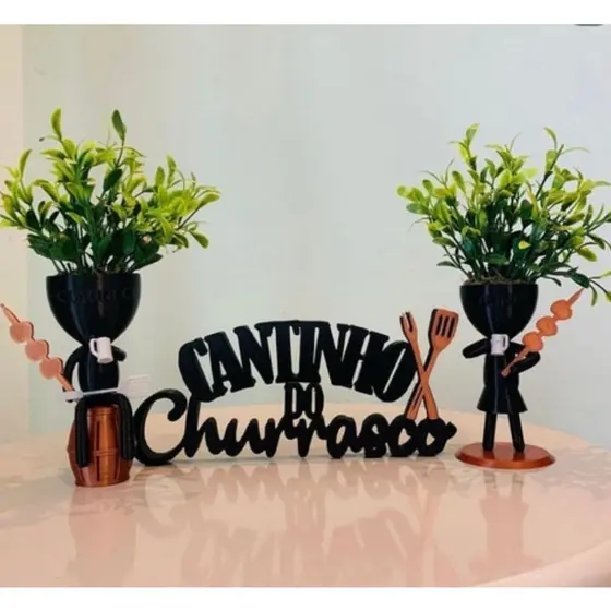 cantinho decorativo do churrasco vasos bob plantas