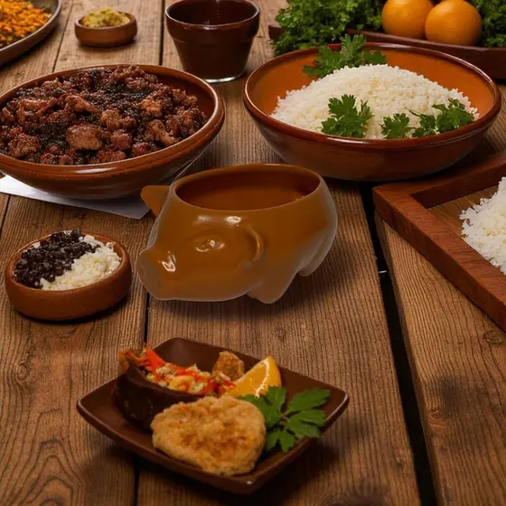 Bowl Tigela Terracota Marron Porco Para Feijoadas Saladas Almoços Pequeno