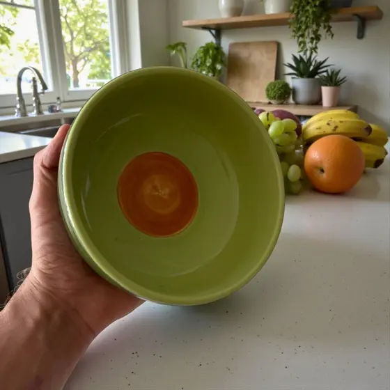 Tigela Bowl Baixa Decorado em Abacate 600ml de Cerâmica para Frutas Cereais