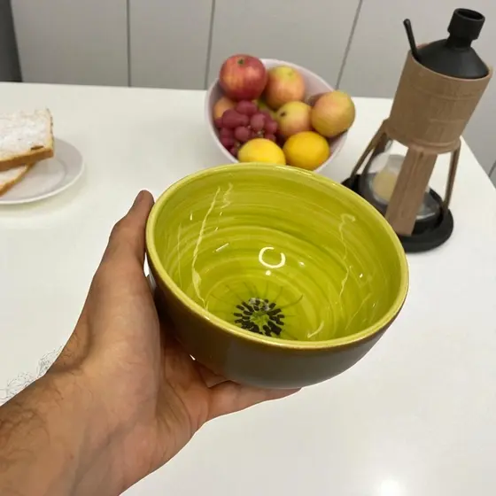 Bowl Tigela 600ml de Cerâmica Kiwi Cozinha Para Frutas Sobremesas Doces e Etc