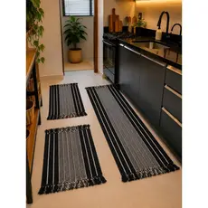 Kit Tapete de Cozinha 3 Peças Luxo Passadeira Grande Decorativa