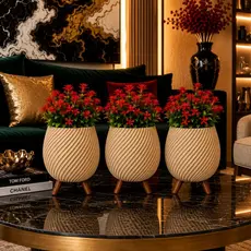 Kit 3 Vaso Decorativo Espiral Cachepô Minimalista Enfeite Decoração Casa Sala Rack Planta Artificial