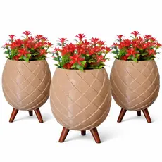 Kit 3 Vasos Decorativos Cachepô Espiral para Plantas Artificiais Detalhe de Natal para Sala e Rack