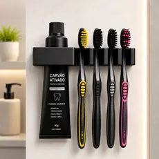 Porta Escova de Dentes Organizador Banheiro Suporte Pasta Dental Autoadesivo de Parede