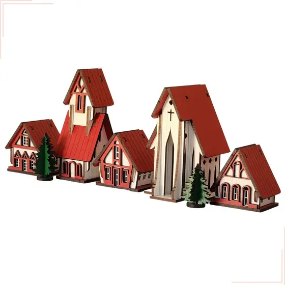 Vila Natalina Cenário Enfeite de Natal 5 Peças Envio Rapido