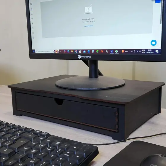 Suporte Monitor Escritório Com Gaveta Organizador Reforçado