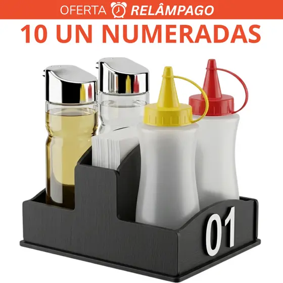 10 Porta Guardanapos e Saches de Mesa Restaurante Preto Mdf