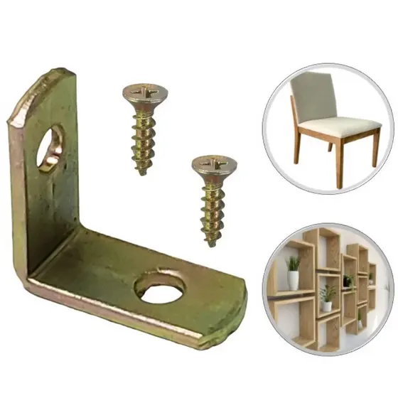 Kit Cantoneiras L Reforço Moveis 25 X 25 + Parafusos Bicromatizado Cadeiras Gavetas