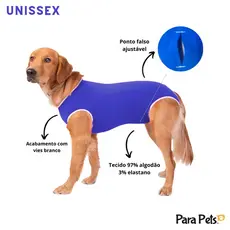 Roupa Pós Cirúrgica Com Zíper Macho Castração Cachorro Pet
