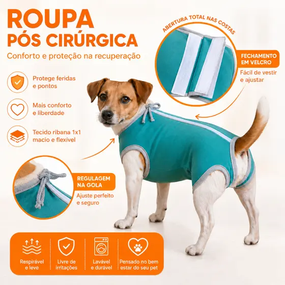 Roupa Pós Cirúrgica Para Pet - Roupa Protetora Para Cães e Gatos Castração