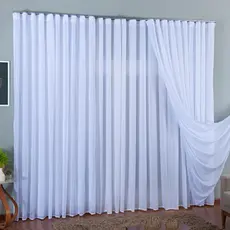Cortina TRILHO SUIÇO DUPLO 8,00 X 2,50 / 2,80 Voil Gase De Linho e Forro Microfibra Luxo