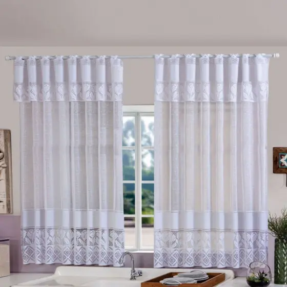 Cortina de Cozinha Renda Bella Branca 2,20m x 1,25m