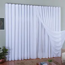 Cortina TRILHO SUIÇO 7,00 X 2,50 / 2,80 Quarto Sala Escritorio Voil Gase De Linho e Forro Microfibra