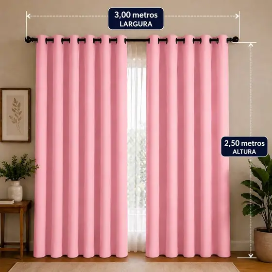 Cortina Premium 3,00m x 2,50m – Elegância e Sofisticação para Sala, Quarto e Escritório  Transforme seus ambientes com a