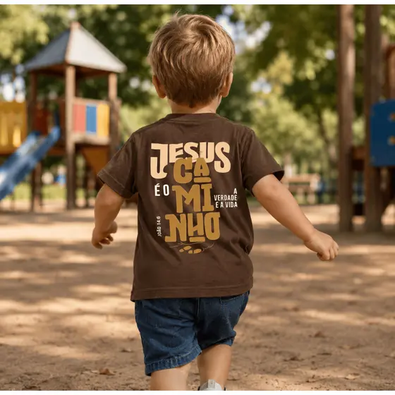 Camiseta Infantil Cristã João 14:6 100% Algodão Juvenil Estilosa Jesus é o Caminho Confortável Prem