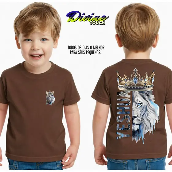 Camiseta Infantil Malha 30.1 100% Algodão Juvenil Estilosa Camisa Religiosa Jesus Cristo Yeshuaa
