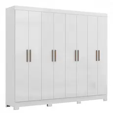Guarda Roupa Casal Paris com Pés 8 Portas MDP Branco Brilho Maxel