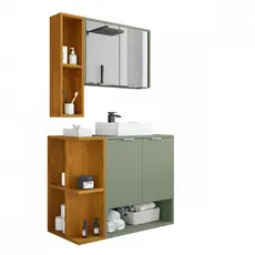 Gabinete com Cuba e Espelheira Ibiza Pistache Naturale Bechara