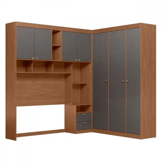 Guarda Roupa de Casal Modulado Lugano Jatoba Grafite Santos Andira
