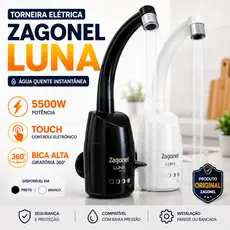 Torneira Elétrica Zagonel Luna Parede 5500W 127V/220V Bica Móvel 360° Água Quente
