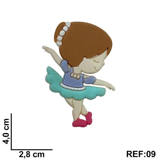 Aplique Emborrachado Kit 10 Unidades Bailarina para Laços, Tiaras, Sapatos e Artesanatos REF 09