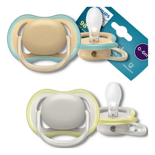 Chupeta Avent Ultra Air Dupla Lisa Branco Bege 0 a 6 Meses