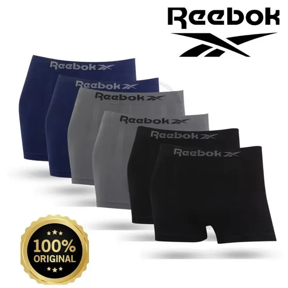 Kit 3 ou 6 Cuecas Boxer Reebok Masculina Sem Costura Original Microfibra