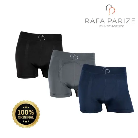 Kit 3 Cueca Box Boxer Masculina Lisa Sem Costura Microfibra Rafa Parize Adulto Juvenil