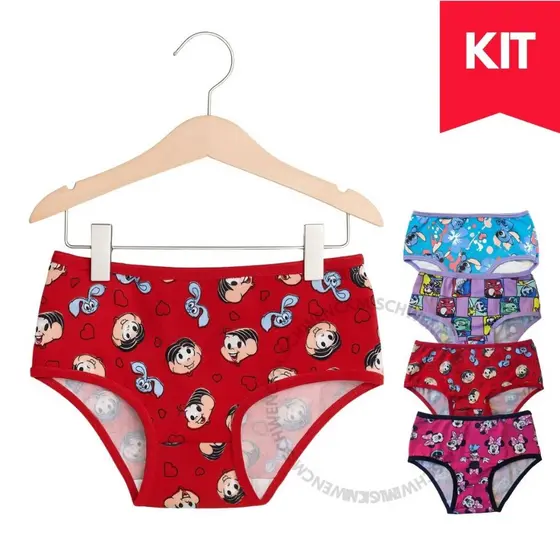 Kit 5 Ou 10 Calcinha Microfibra Infantil Juvenil Forro 100% Algodão Moda Feminina Menina Elástico Cintura