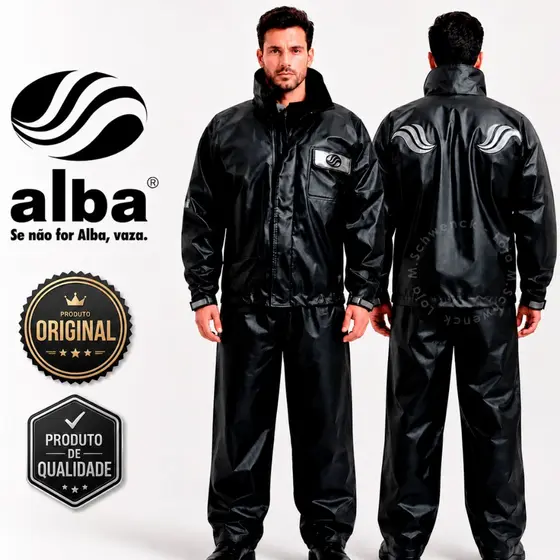 Conjunto Capa de Chuva Impermeável Unissex Motoboy Motoqueiro Alba Jaqueta Calça Refletivo Flexível