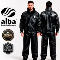 Conjunto Capa de Chuva Impermeável Unissex Motoboy Motoqueiro Alba Jaqueta Calça Refletivo Flexível